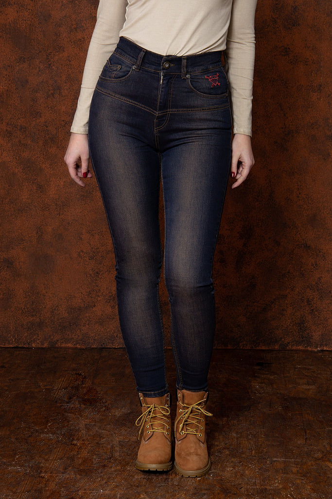 Queen Kerosin - High Waist Jeanshose im 5 Pocket Design «Betty»