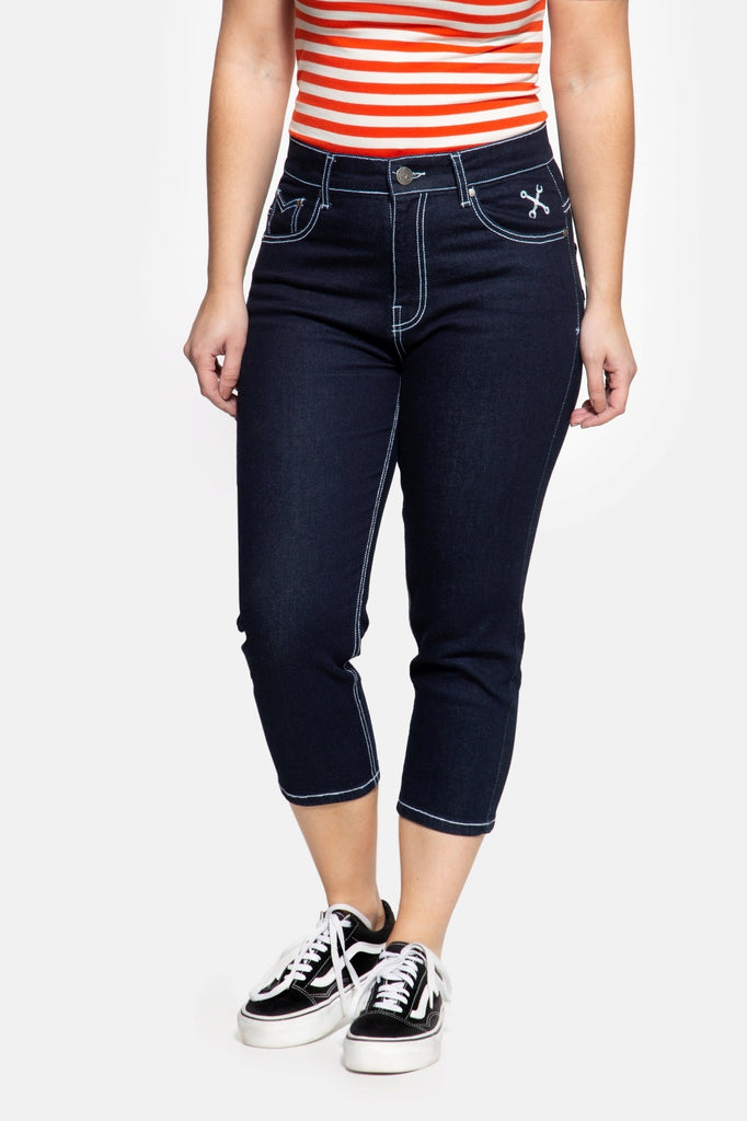 Queen Kerosin - High Waist Slim Fit Capri Jeans «Betty»