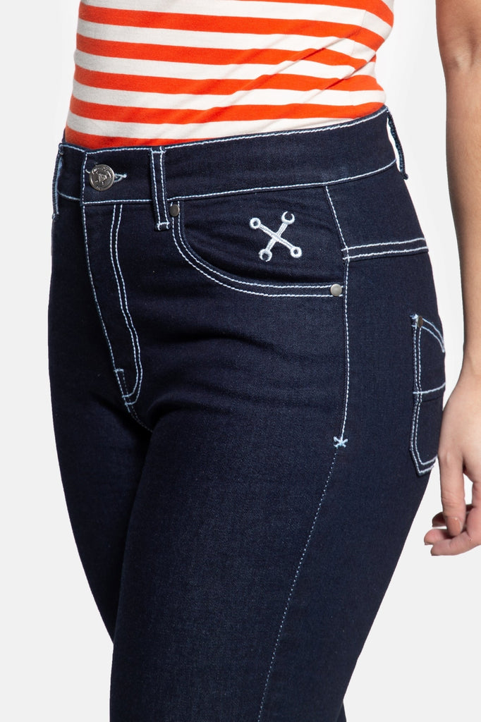 Queen Kerosin - High Waist Slim Fit Capri Jeans «Betty»