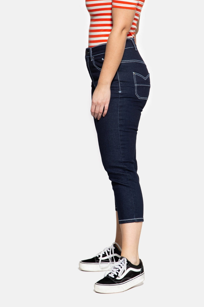 Queen Kerosin - High Waist Slim Fit Capri Jeans «Betty»