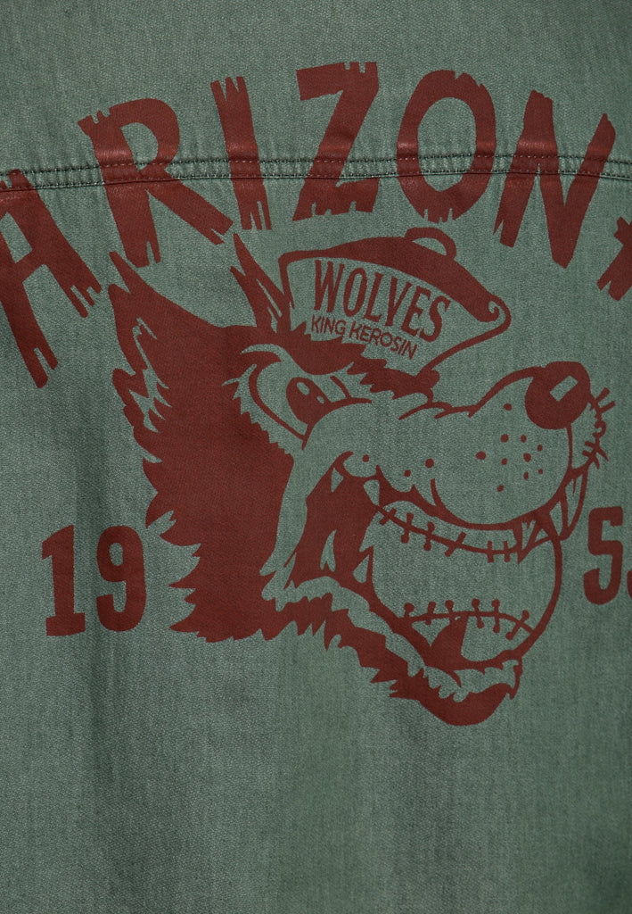 King Kerosin - Hochwertiges Langarmhemd mit Backprint «Arizona Wolves»