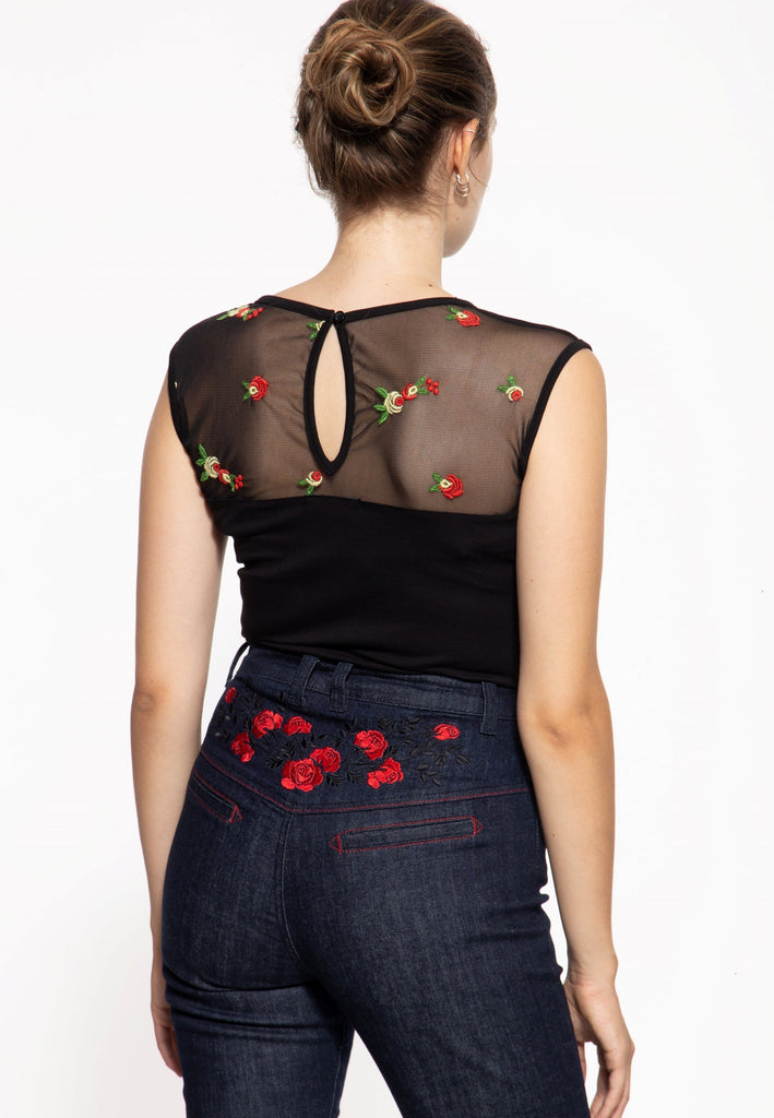 Queen Kerosin - Mesh Top «Roses»