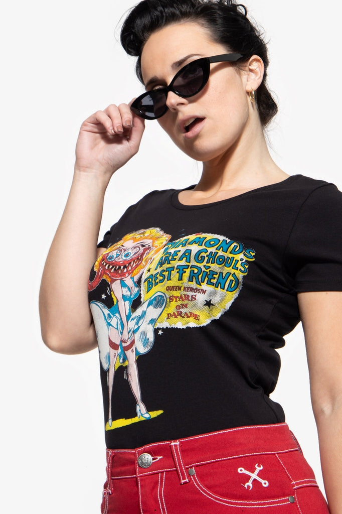 Queen Kerosin - Monster T-Shirt mit Frontprint «Diamonds»