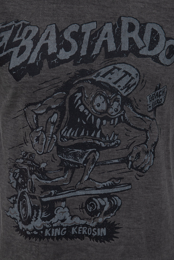 King Kerosin - Oil Washed Print T-Shirt im Used Look «El Bastardo»