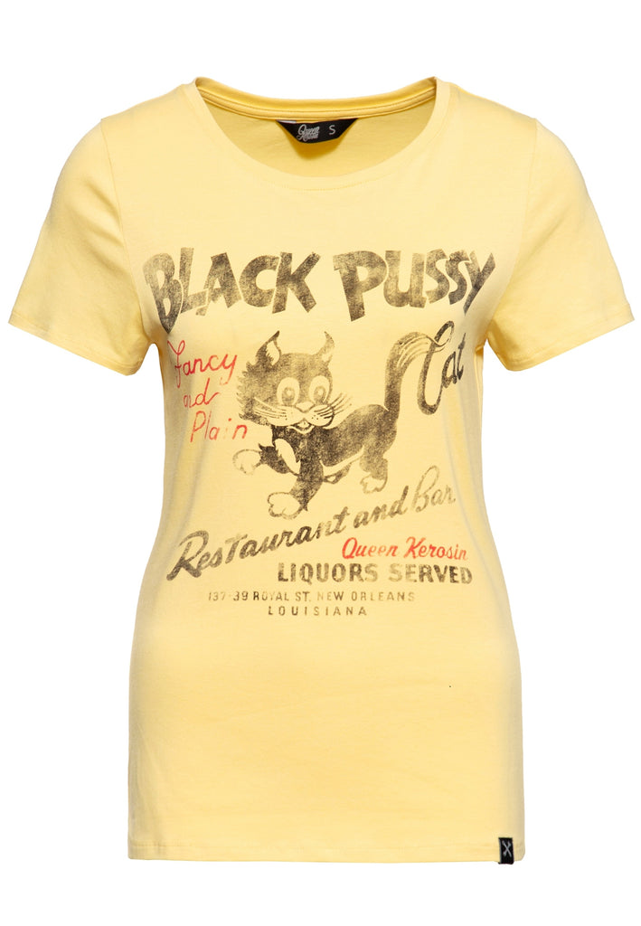 Print T-Shirt «Black Pussy Cat» - KING KEROSIN