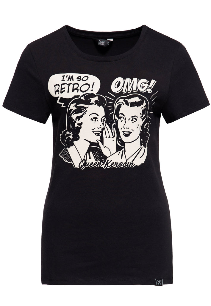 Queen Kerosin Print T-Shirt «I am so Retro»