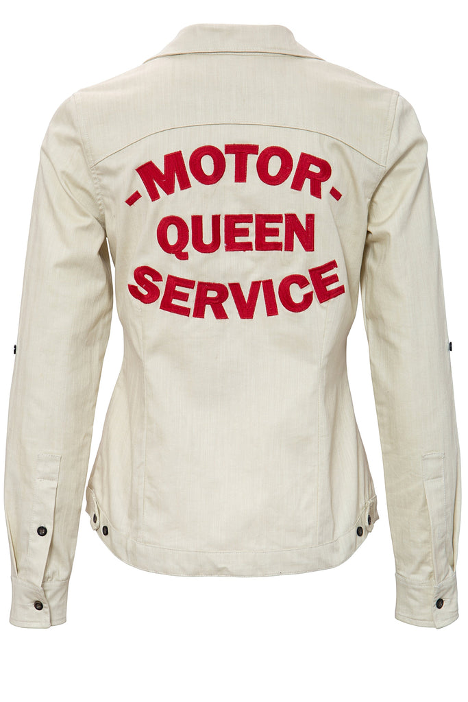 Queen Kerosin - Reverskragen Bluse im Racing Design «Motor Queen»