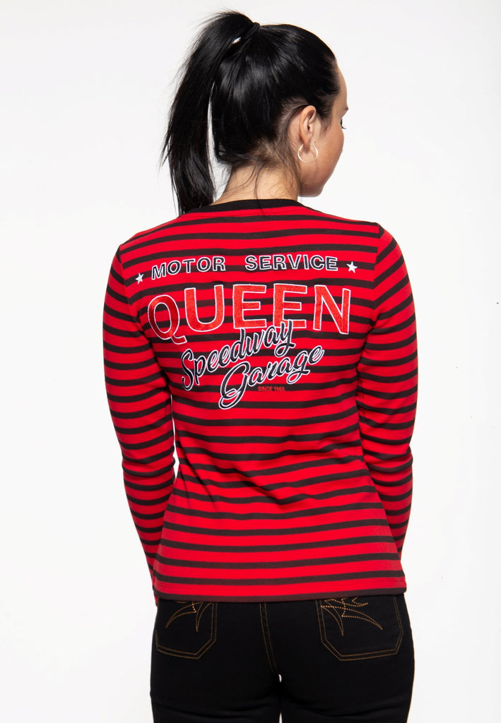 Queen Kerosin - Ringel Longsleeve «Motor Service Queen»