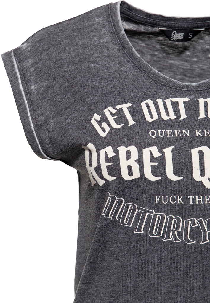 Queen Kerosin - Roll-Up Sleeve T-Shirt «Rebel Queens Motorcycle Gang»