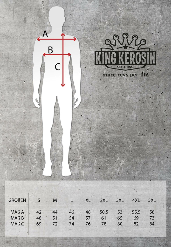 King Kerosin - Roll-Up T-Shirt Acid Wash mit Backprint «Chopper until death»