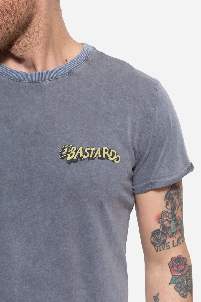 King Kerosin - Roll-Up T-Shirt Acid Wash mit Monster Backprint «El Bastardo»