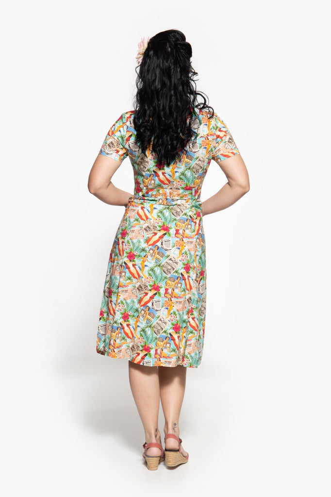 Queen Kerosin - Sommerkleid mit Allover-Print im 50s-Look