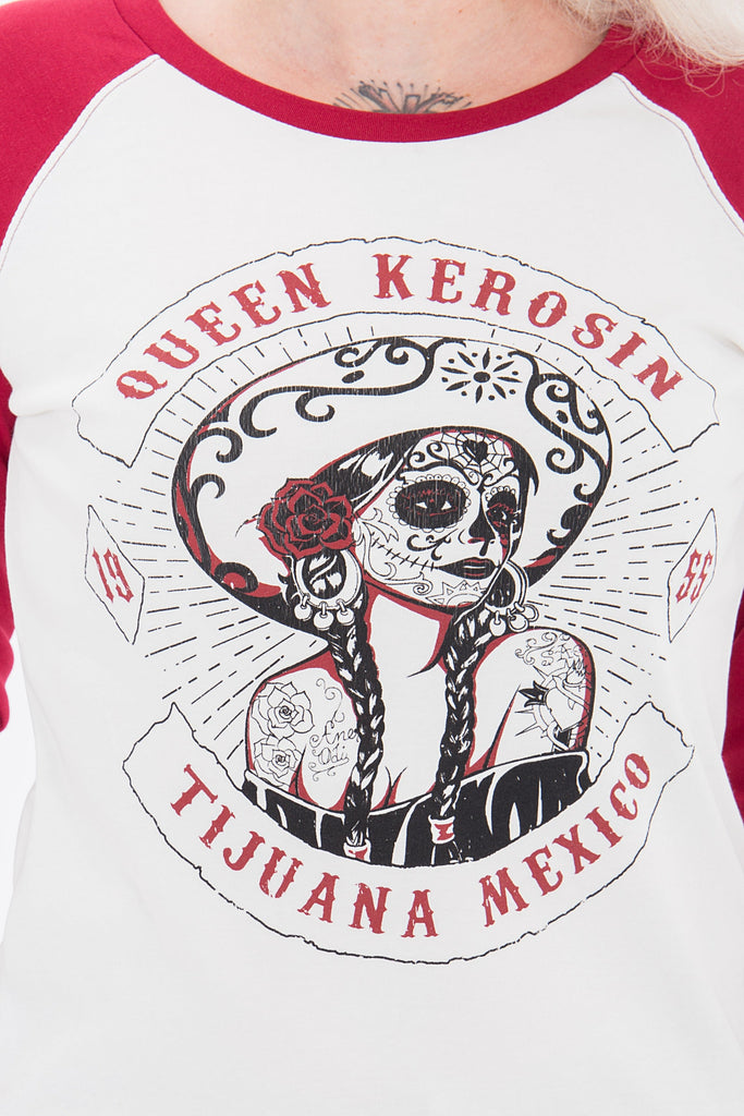 Queen Kerosin - Sweater in Two-Tone Optik «Tijuana Mexico»