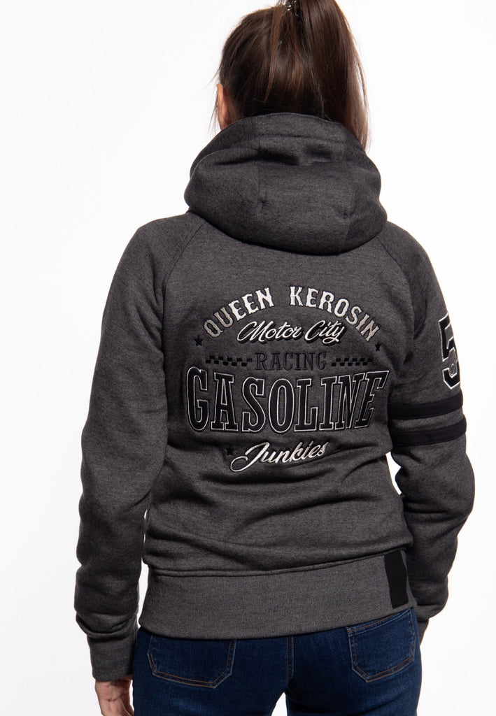 Queen Kerosin - Sweatjacke mit Kapuze «Gasoline Junkies»