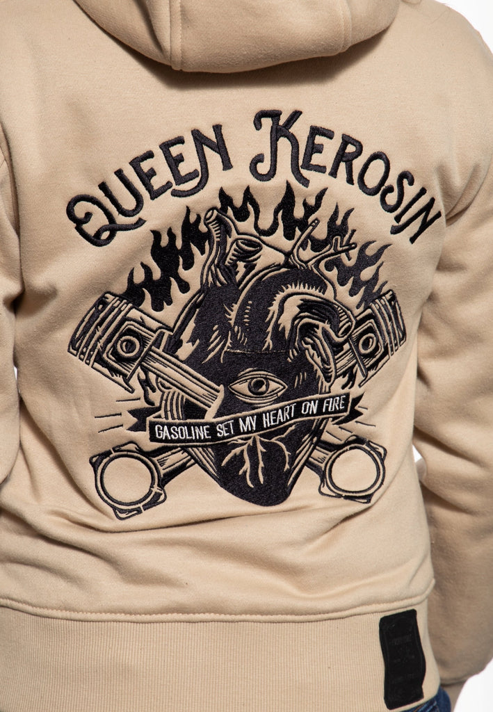 Queen Kerosin - Sweatjacke mit Kapuze «My Heart On Fire»