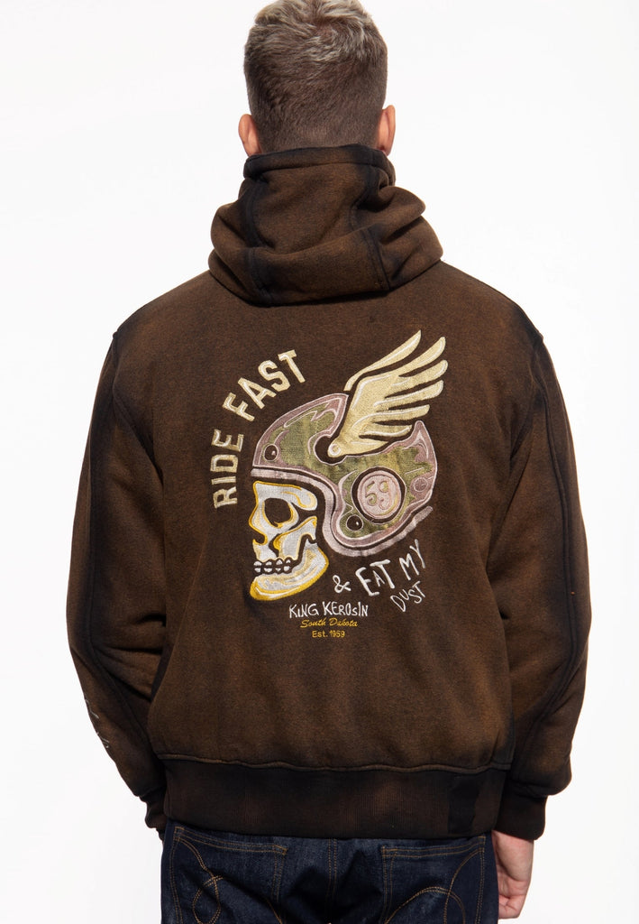 King Kerosin - Sweatjacke mit Kapuze «Ride Fast & Eat my Dust»