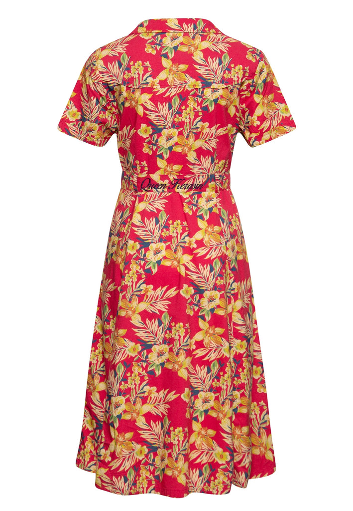 Queen Kerosin - Swing Kleid «Hawaii Red»