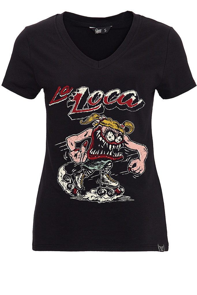 Queen Kerosin - T-Shirt mit detailreichem Frontprint «La Loca»