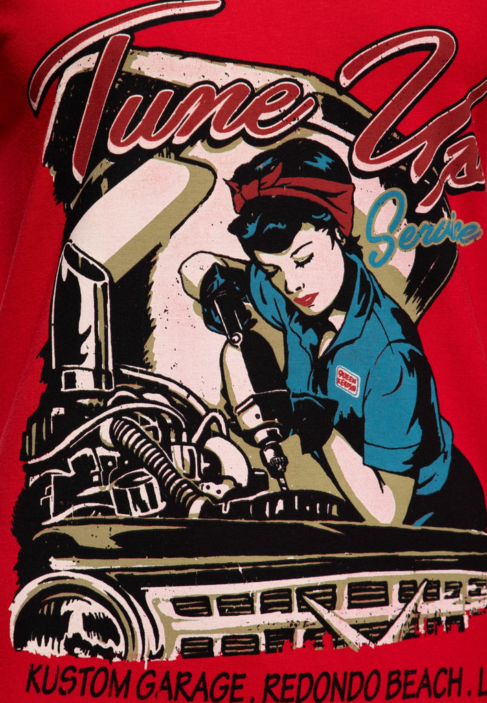 Queen Kerosin - T-Shirt mit V-Ausschnitt «Tune Up»