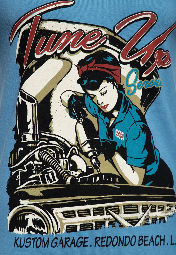 Queen Kerosin - T-Shirt mit V-Ausschnitt «Tune Up»