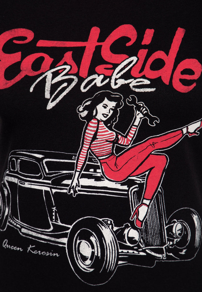 Queen Kerosin - Vintage Contrast T-Shirt «East Side Babe»
