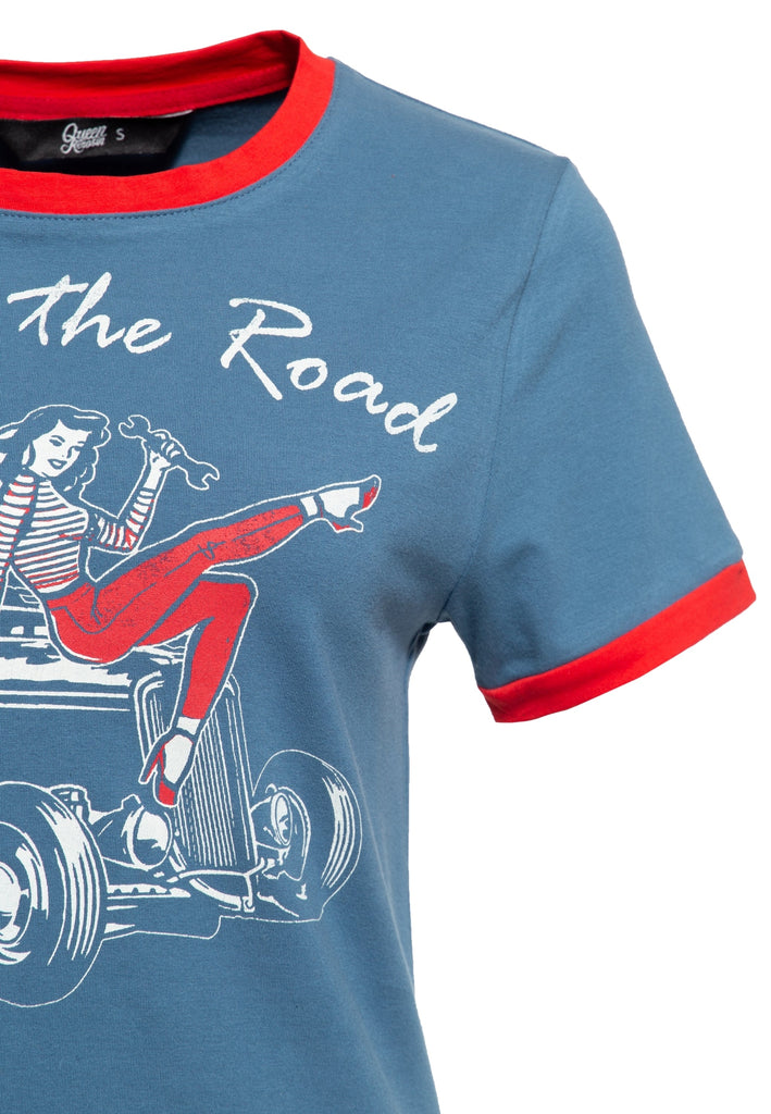 Queen Kerosin - Vintage Contrast T-Shirt «Queen of the Road»