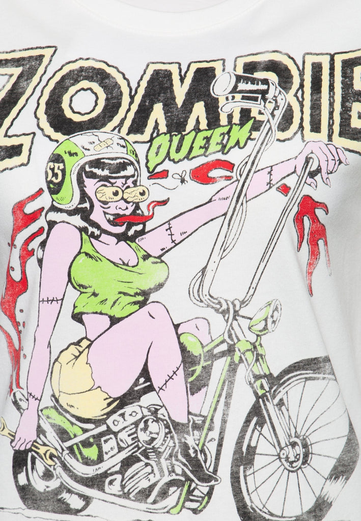 Queen Kerosin - Wide Fit T-Shirt mit Zombie-Print «Zombie»